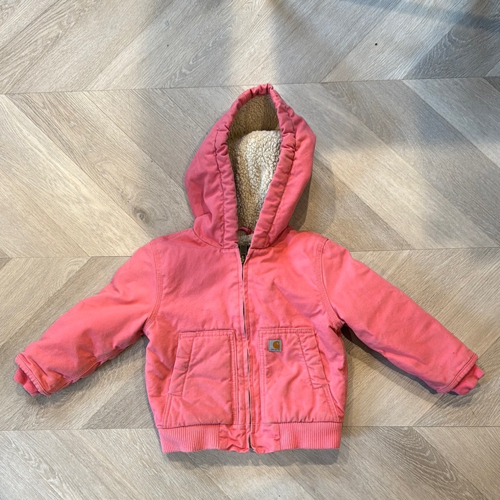 Carhartt Pink Sherpa-Lined Hooded Jacket